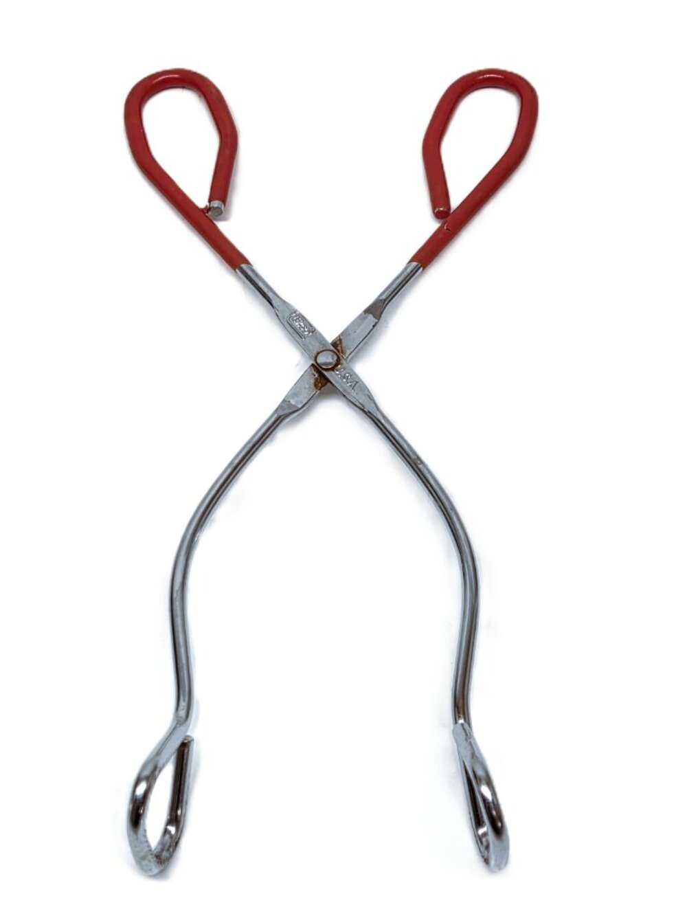 Vintage Ekco USA Hot Dog Tongs Scissor Red Rubber Handle BBQ 10.75”